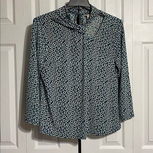 Cato long sleeve diamond print long sleeve blouse top shirt size LARGE
